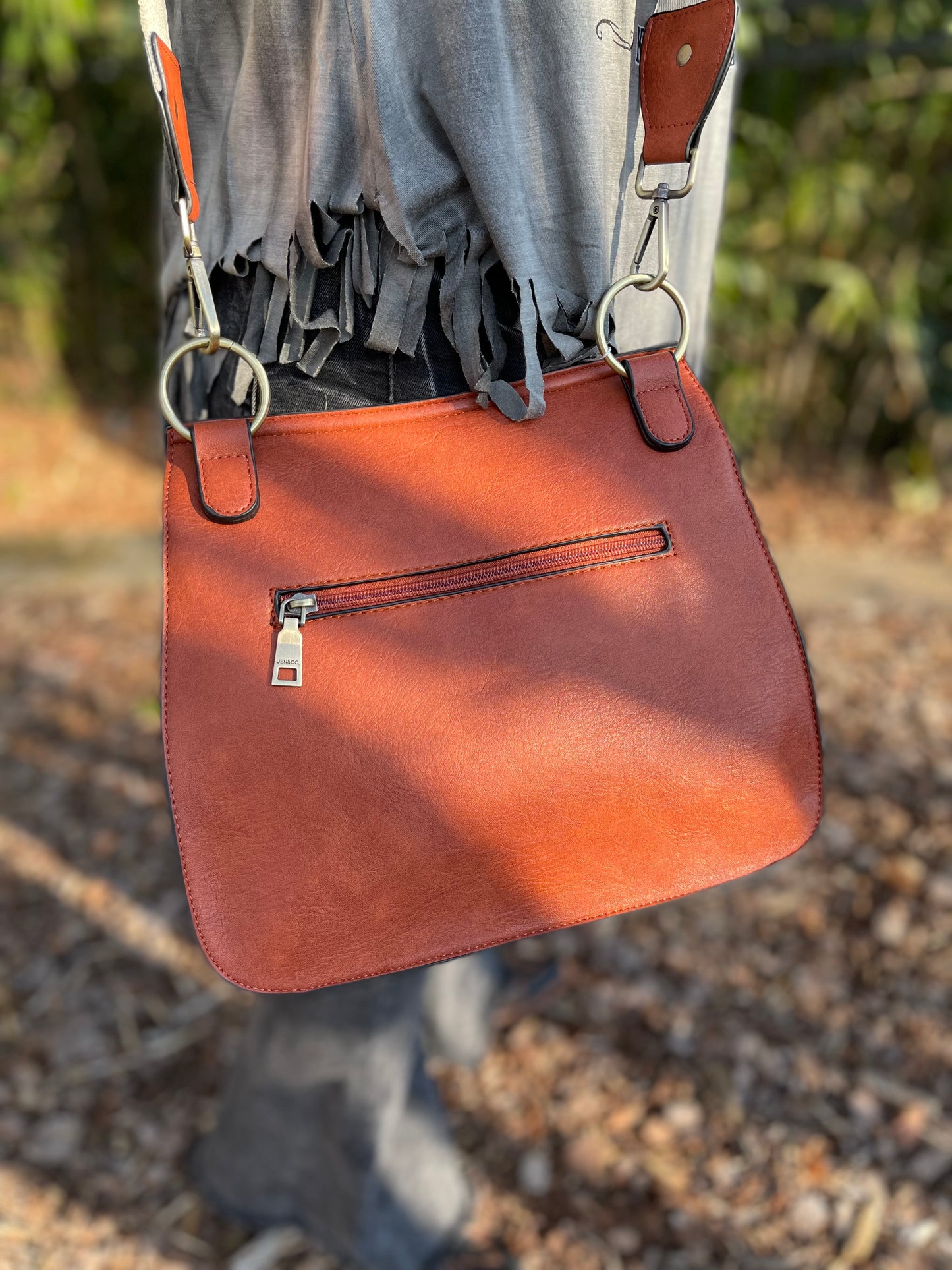 The Brinley Studded Crossbody Bag - Rust