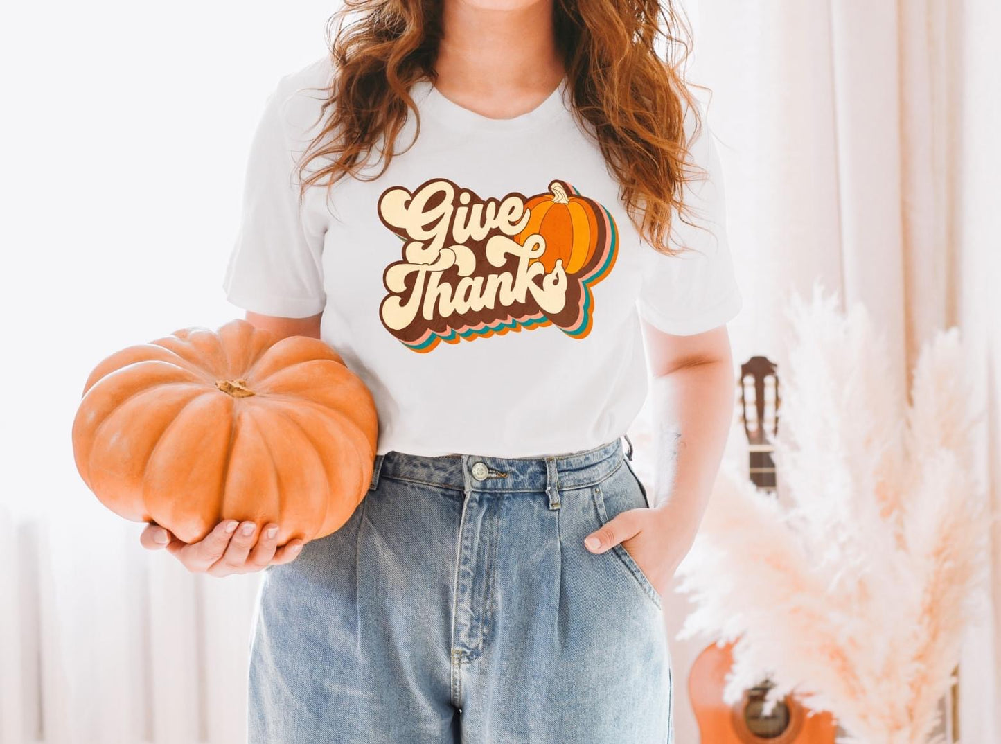 PREORDER - Give Thanks Retro Pumpkin Soft Boutique Tee
