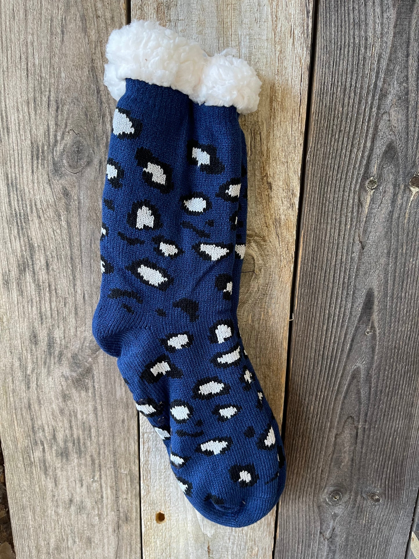 Women's Cozy Leopard Print Sherpa Lined Slipper Socks-Assorted