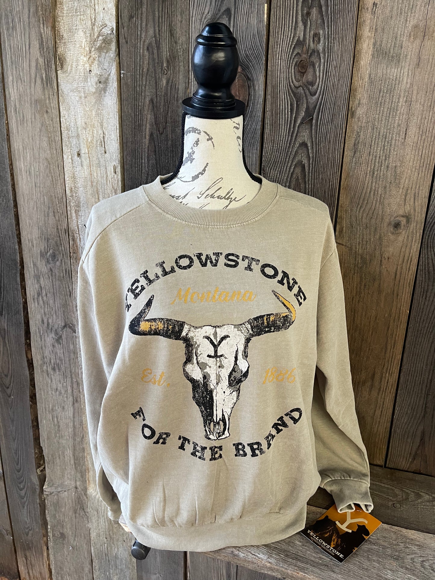 Yellowstone Logo Steerhead Mineral Wash Sweatshirt / Natural