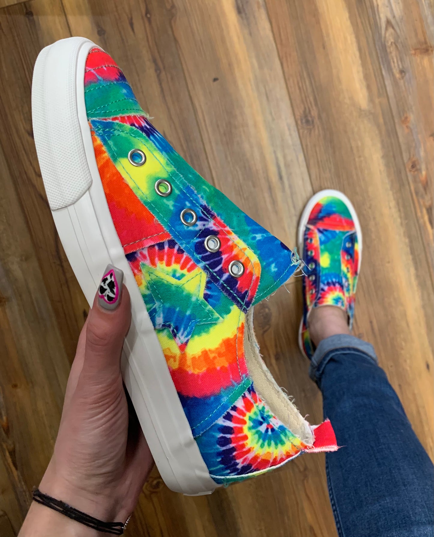 NEW - Play Along Vibrant Tie Dye Slip On Canvas Sneakers