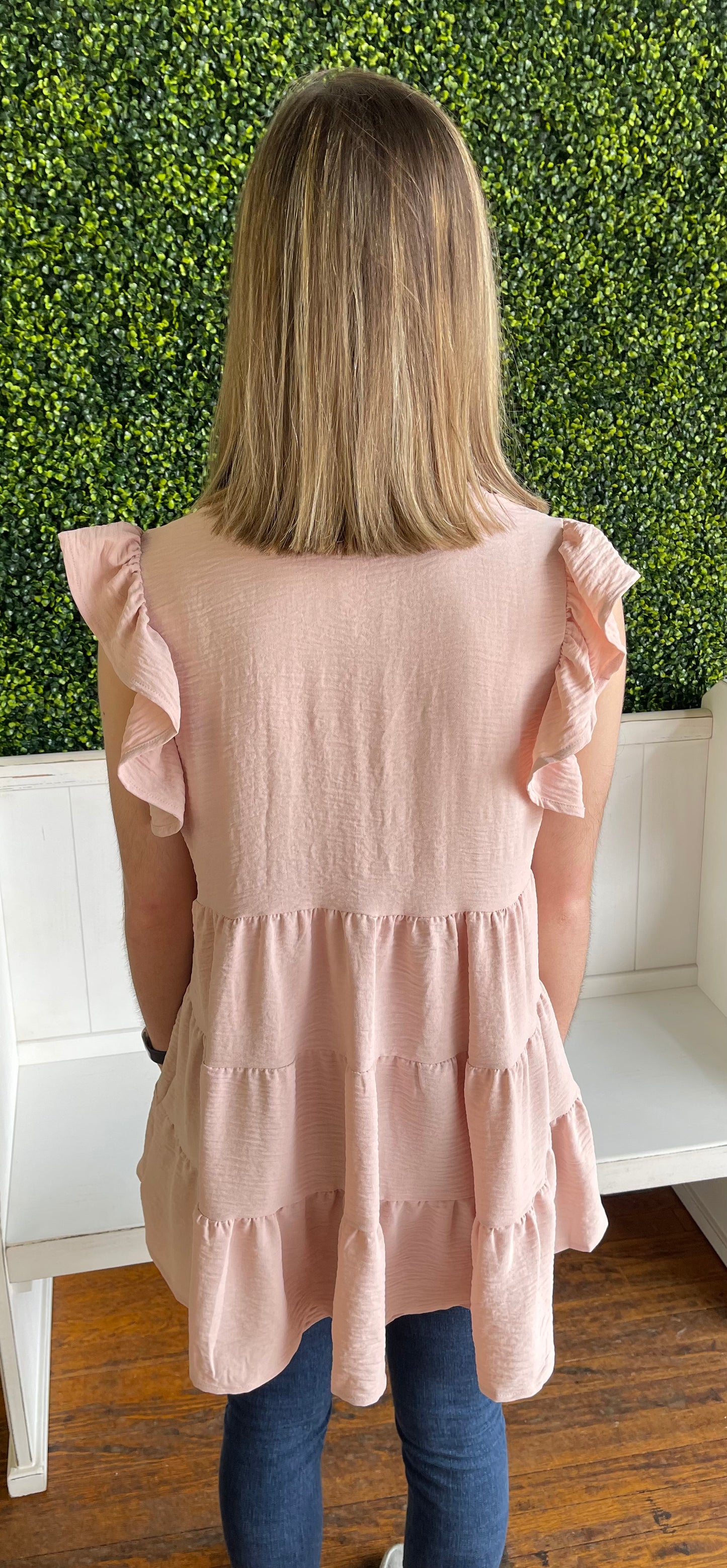 The Kinley Ruffle Tiered Top - Dusty Blush