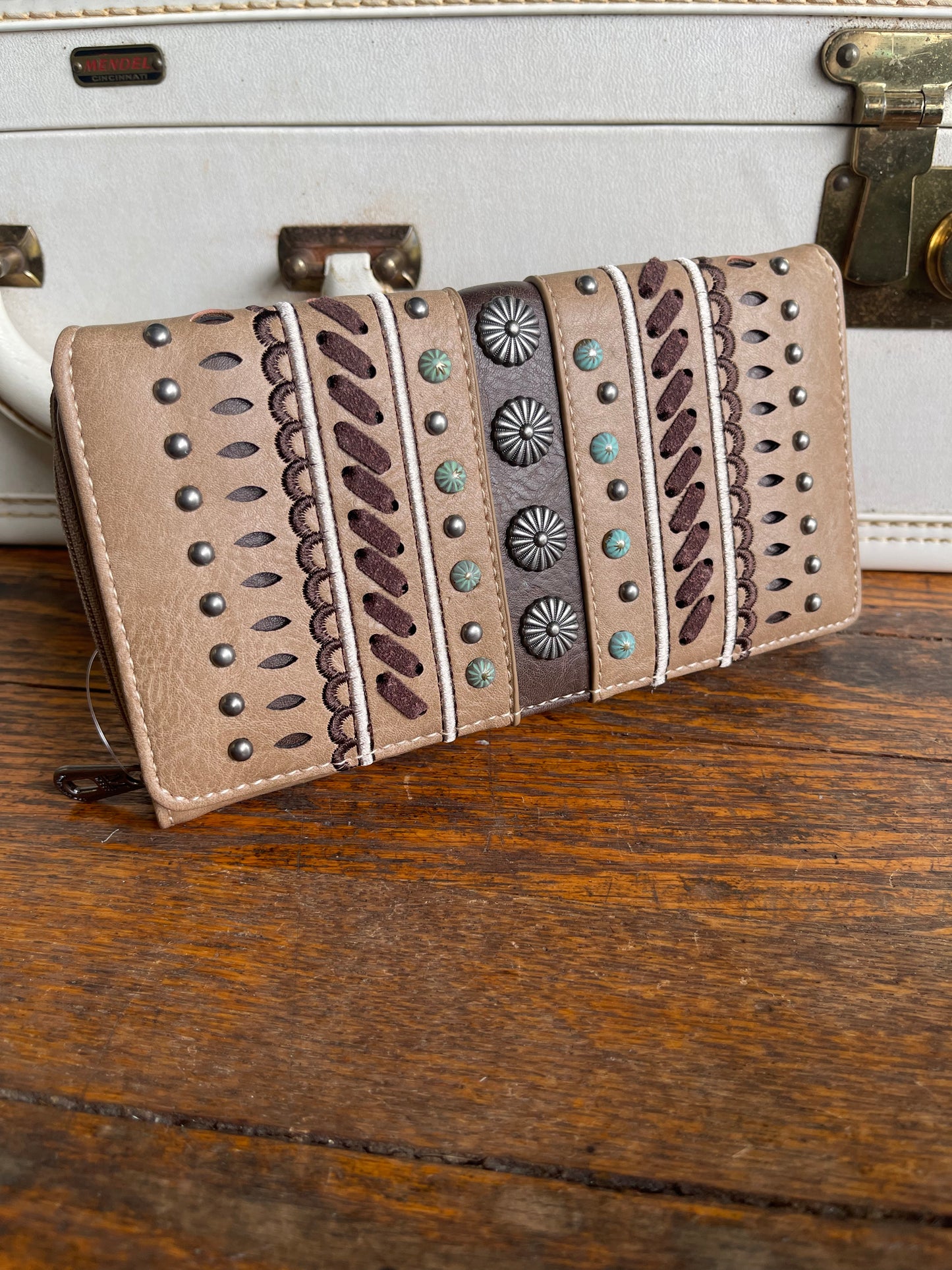 Montana West Studs Collection Wallet - Khaki