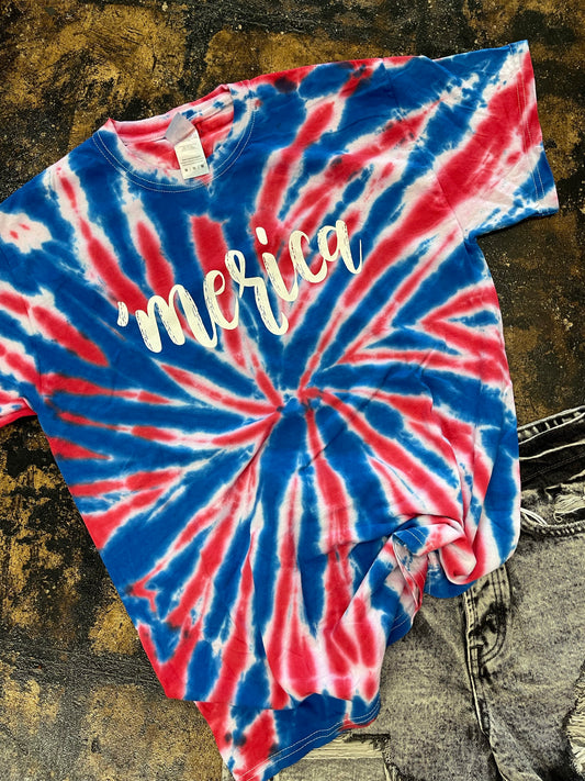 ‘Merica Red White Blue Tie Dye Tee - Youth & Adult