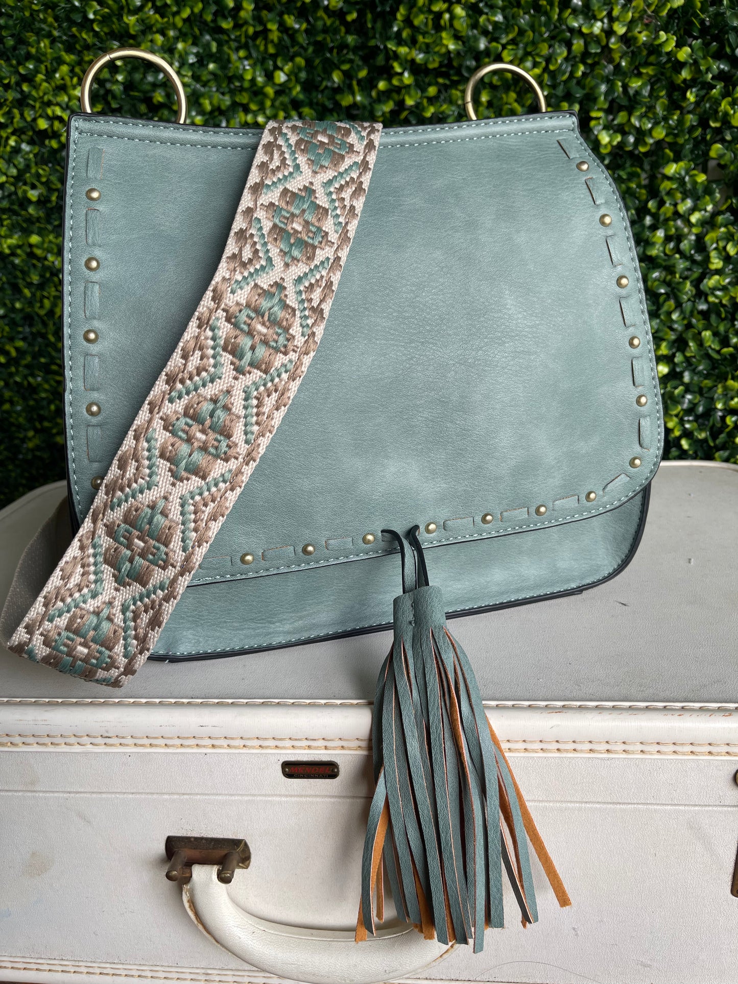 The Brinley Studded Crossbody Bag - Teal