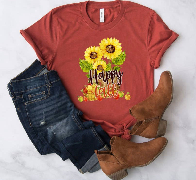 PREORDER - Happy Fall Sunflower Basket Boutique Soft Tee
