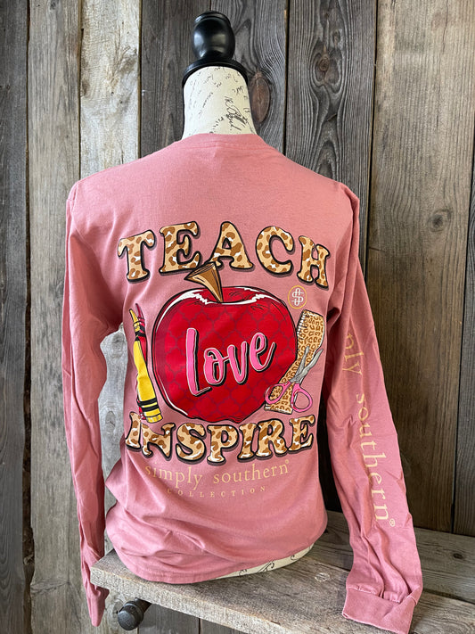 FINAL SALE - Simply Southern - Teach Love Inspire Long Sleeve Tee