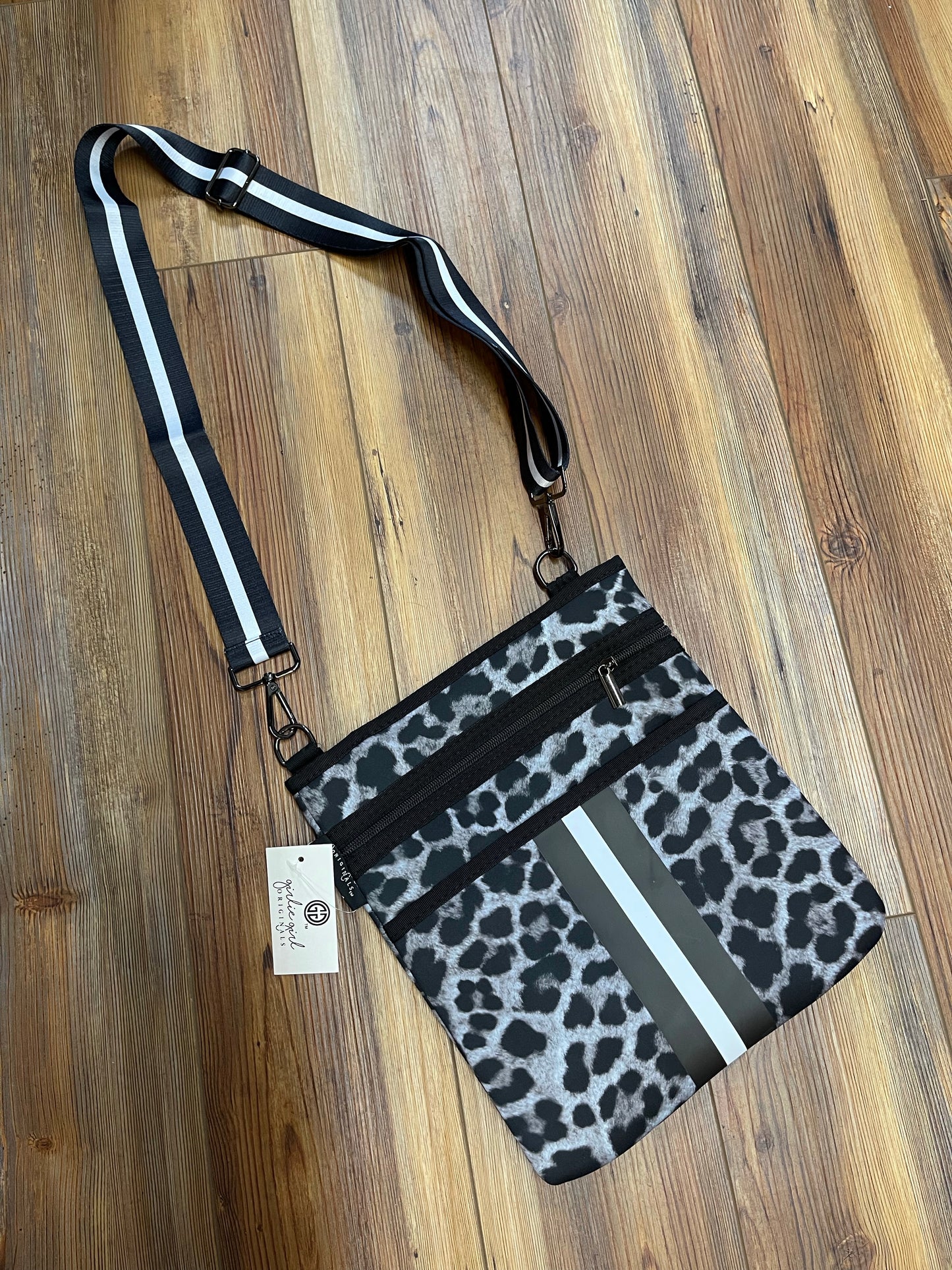 Neoprene Crossbody Bag - Black Leopard