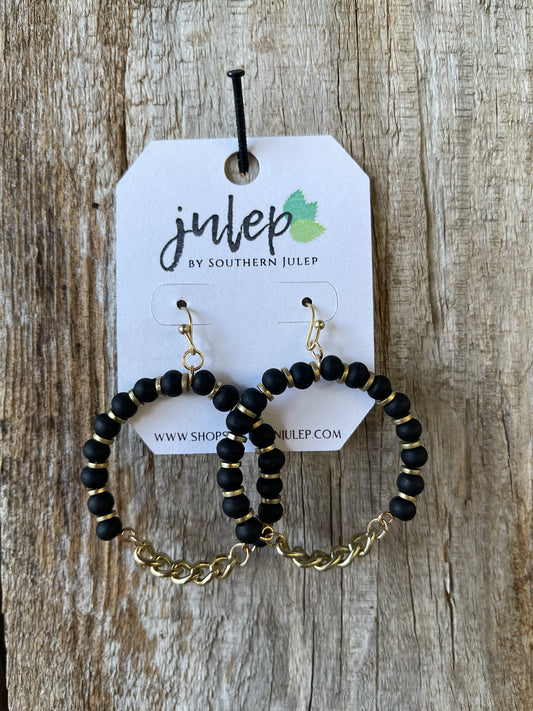 The Tristan Hoop Earrings - Black & Gold