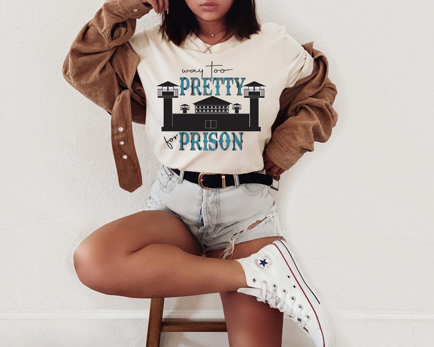 PREORDER - Way Too Pretty For Prison Soft Boutique Tee
