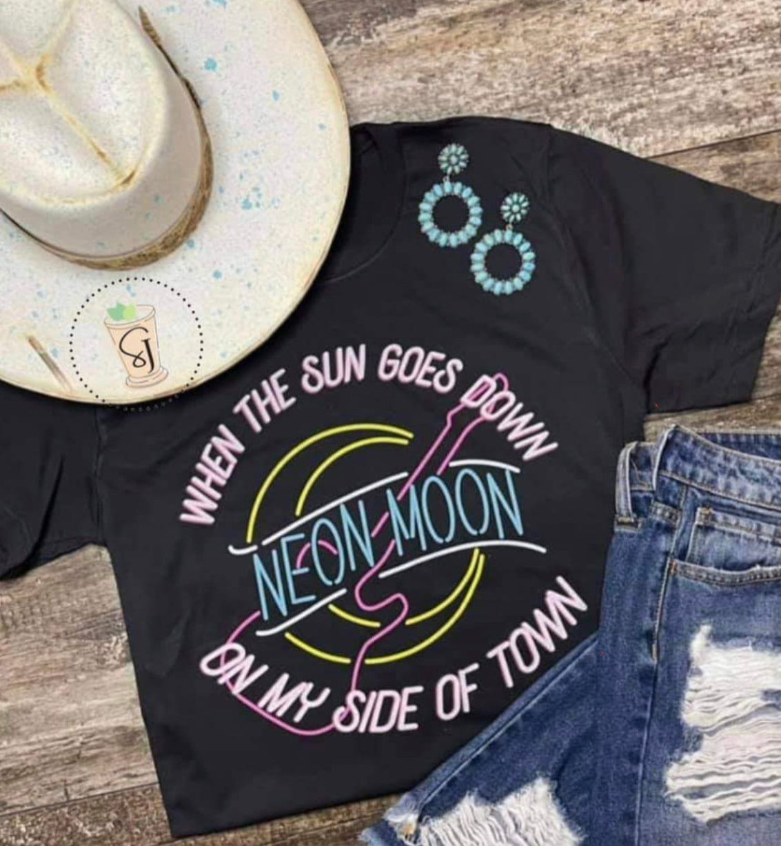 PREORDER - Neon Moon When The Sun Goes Down Graphic Boutique Tee