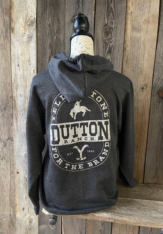Yellowstone Dutton Ranch Logo Charcoal Pull-Over Pocket Hoodie