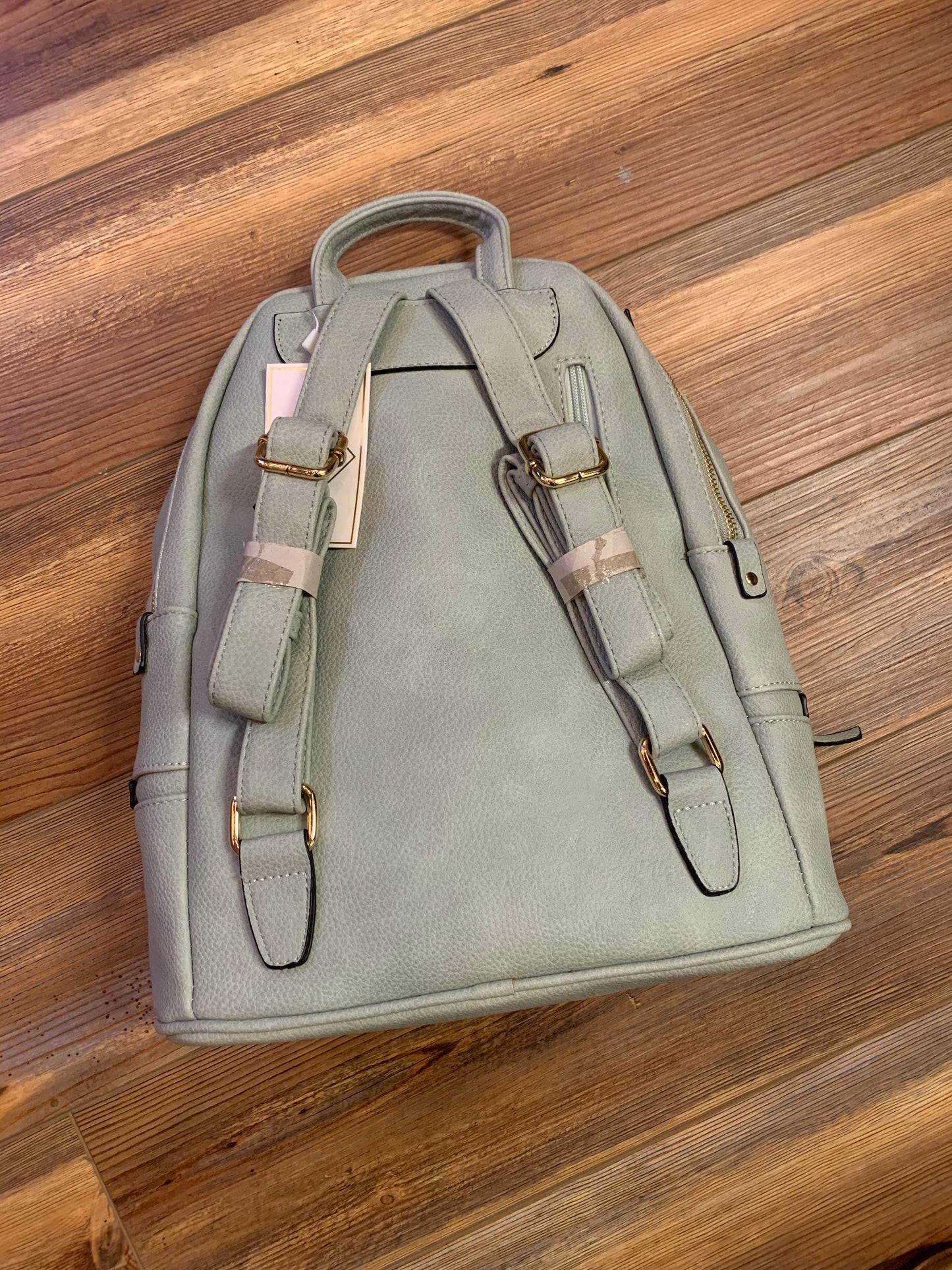The Blake Vegan Leather Triple Zip Pocket Backpack - Seafoam - Monogrammable