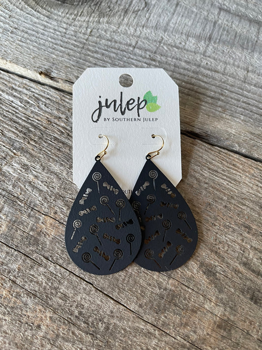 Halloween Metal Teardrop Earrings - Black/Candy