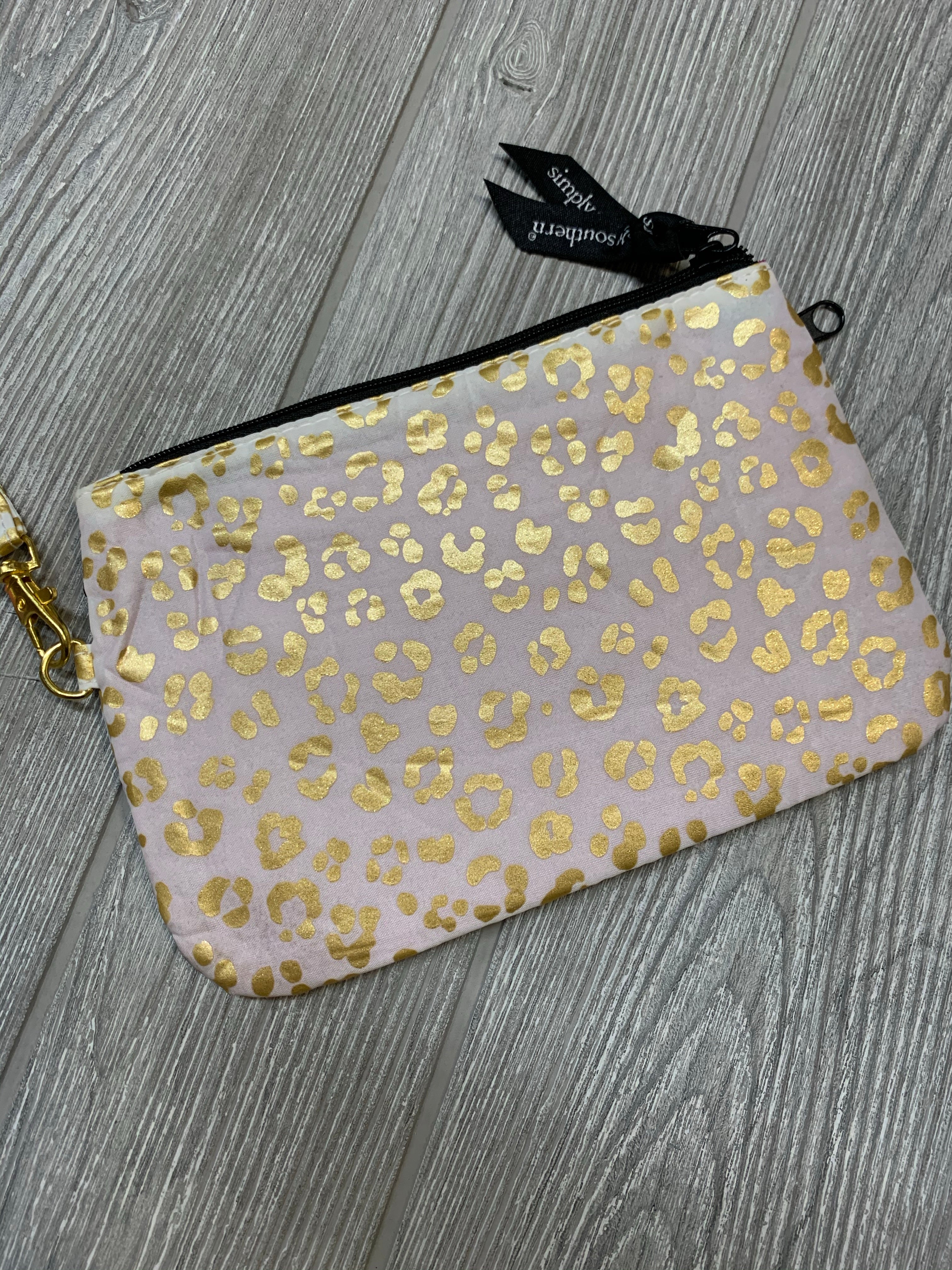 Simply Southern Phone Wallet Wristlet Gold Leopard