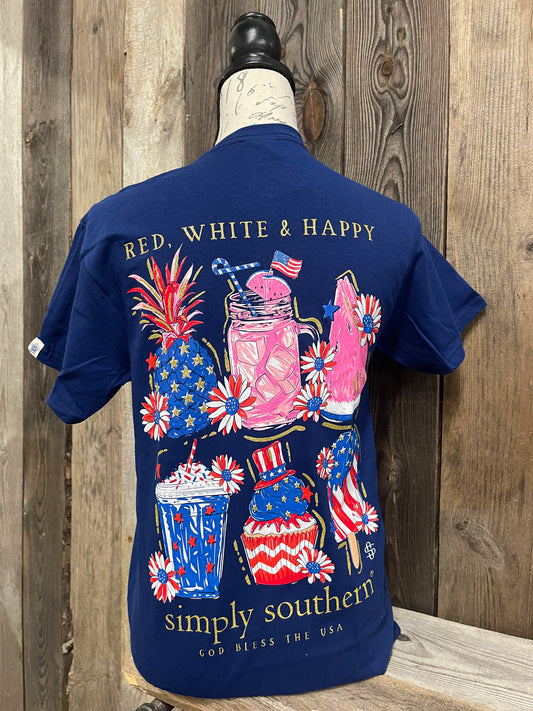 YOUTH - Simply Southern - Red White & Happy USA SS Tee